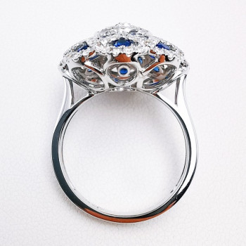 Bague "Empire" Saphirs Diamants Ligne Vendôme Or Blanc 750 - 18 carats