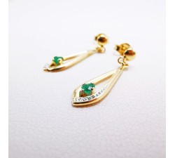 Boucles d'oreilles pendantes Emeraude Or Jaune 750 - 18 carats (Bijou Occasion)