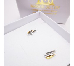 Boucles d'Oreilles Diamants Bicolore Or 750 - 18 carats (Bijou Occasion)