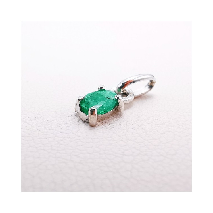 Pendentif Emeraude Or Blanc 750 - 18 carats