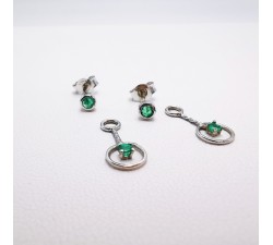 Boucles d'Oreilles pendantes Emeraude Or Blanc 750 - 18 carats