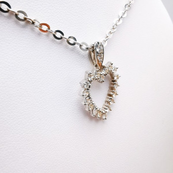 Collier Cœur Diamants Or Blanc 750 - 18 carats (Bijou d'Occasion)