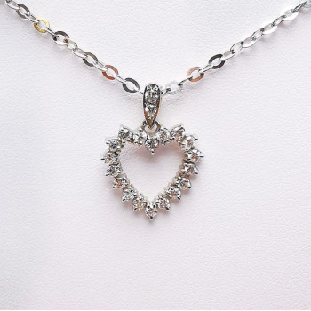 Collier Cœur Diamants Or Blanc 750 - 18 carats (Bijou d'Occasion)