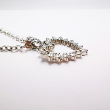 Collier Cœur Diamants Or Blanc 750 - 18 carats (Bijou d'Occasion)