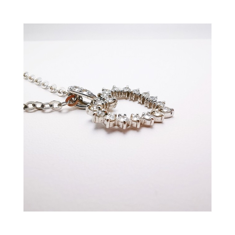 Collier Cœur Diamants Or Blanc 750 - 18 carats (Bijou d'Occasion)