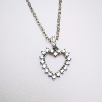 Collier Cœur Diamants Or Blanc 750 - 18 carats (Bijou d'Occasion)