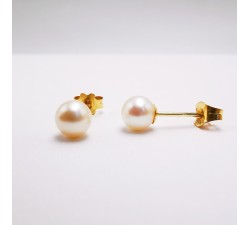 Boucles d'Oreilles Puces Perles Or Jaune 750 - 18 carats (Bijou Occasion)