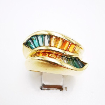Bague Saphirs de couleur Or jaune 750 - 18 carats (Bijou d'Occasion)