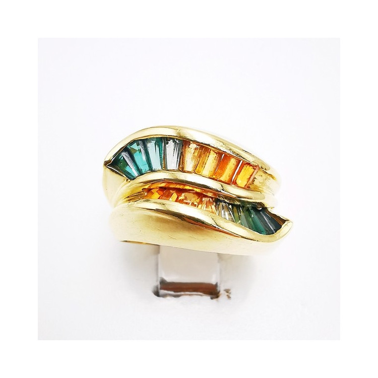 Bague Saphirs de couleur Or jaune 750 - 18 carats (Bijou d'Occasion)