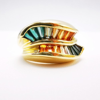 Bague Saphirs de couleur Or jaune 750 - 18 carats (Bijou d'Occasion)