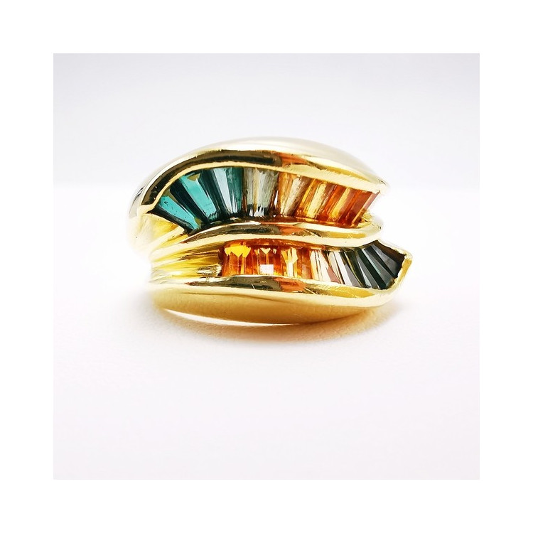 Bague Saphirs de couleur Or jaune 750 - 18 carats (Bijou d'Occasion)