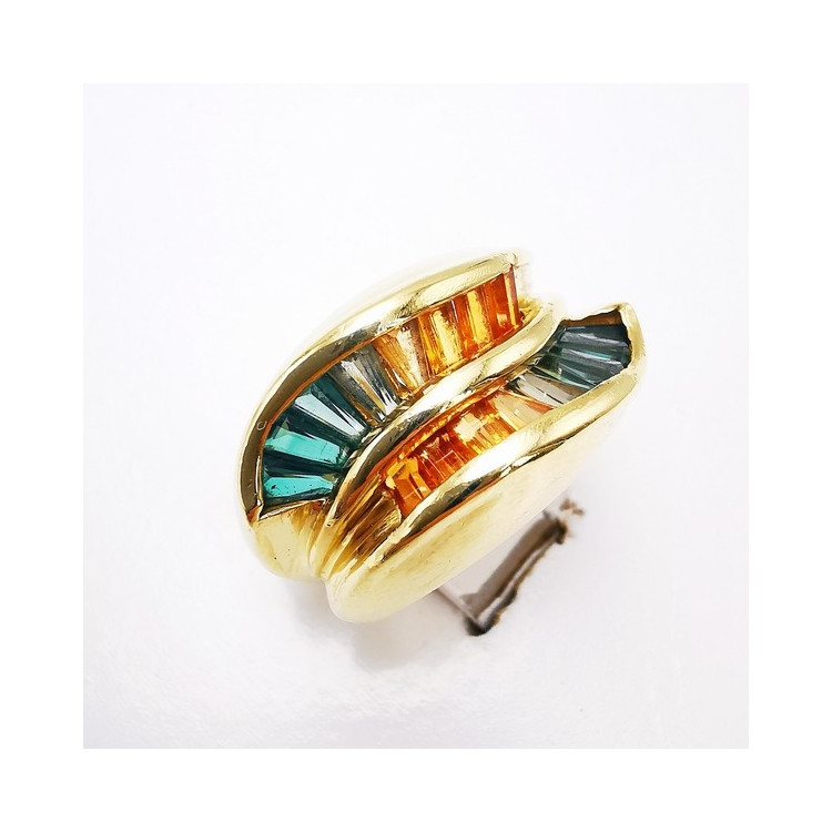 Bague Saphirs de couleur Or jaune 750 - 18 carats (Bijou d'Occasion)