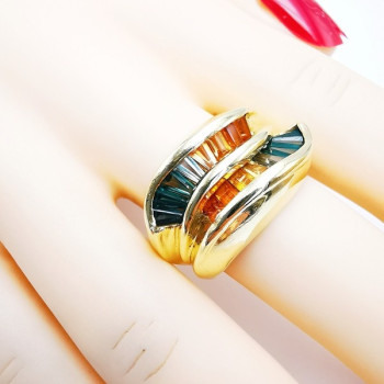 Bague Saphirs de couleur Or jaune 750 - 18 carats (Bijou d'Occasion)
