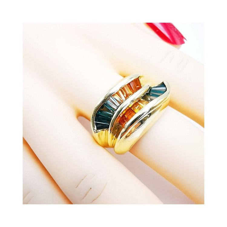 Bague Saphirs de couleur Or jaune 750 - 18 carats (Bijou d'Occasion)