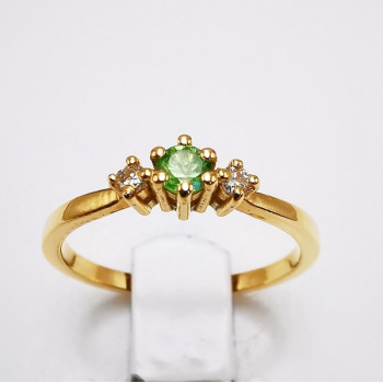 Bague "Pauline" Tsavorite et Diamants Or Jaune 750 -18 carats