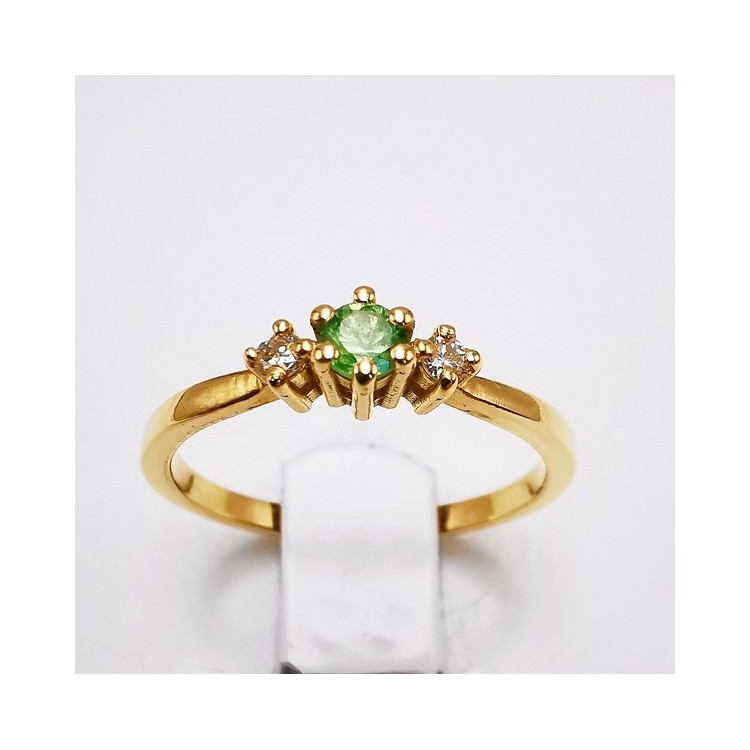 Bague "Pauline" Tsavorite et Diamants Or Jaune 750 -18 carats