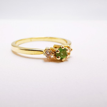 Bague "Pauline" Tsavorite et Diamants Or Jaune 750 -18 carats