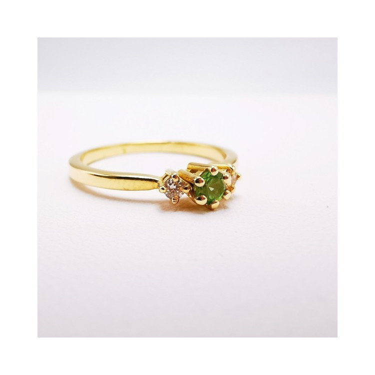 Bague "Pauline" Tsavorite et Diamants Or Jaune 750 -18 carats