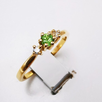 Bague "Pauline" Tsavorite et Diamants Or Jaune 750 -18 carats