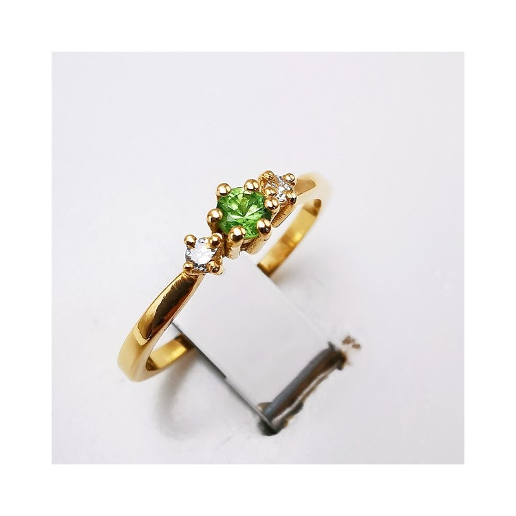 Bague "Pauline" Tsavorite et Diamants Or Jaune 750 -18 carats