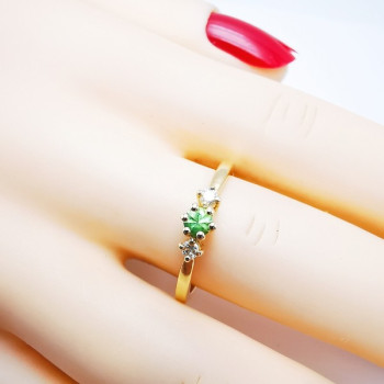 Bague "Pauline" Tsavorite et Diamants Or Jaune 750 -18 carats