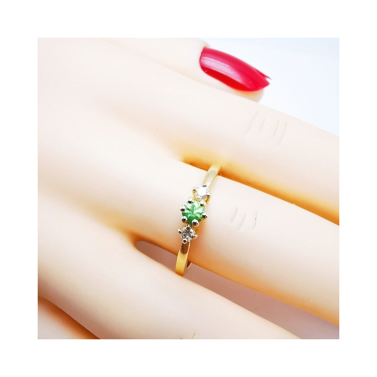 Bague "Pauline" Tsavorite et Diamants Or Jaune 750 -18 carats