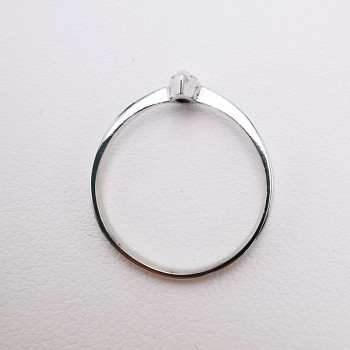 Bague Solitaire "Navette Parisienne" Diamant 0.18 ct Or Blanc 750 - 18 carats