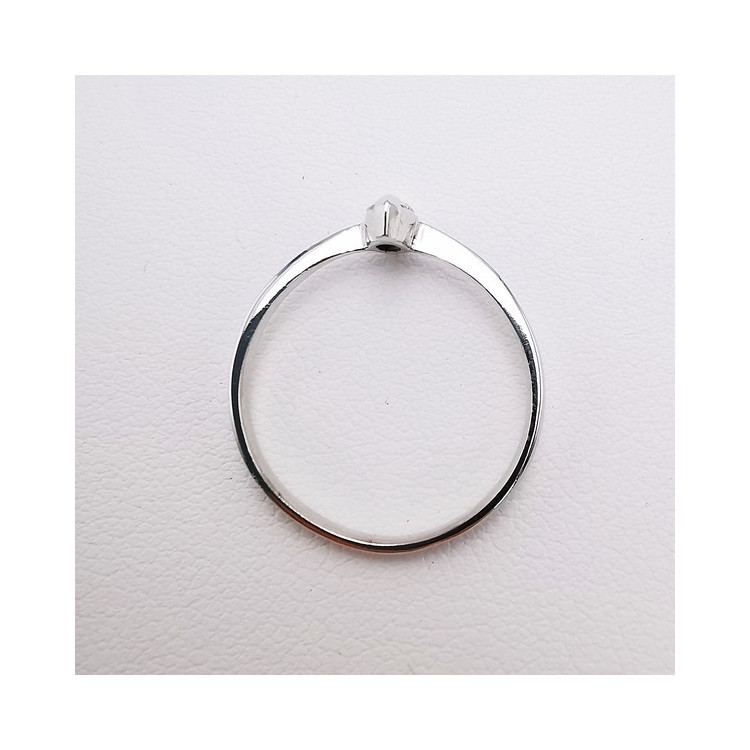 Bague Solitaire "Navette Parisienne" Diamant 0.18 ct Or Blanc 750 - 18 carats
