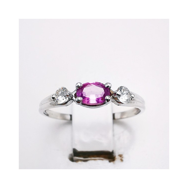 Bague "Essence Précieuse" Saphir Rose et Diamants Or Blanc 750 - 18 carats