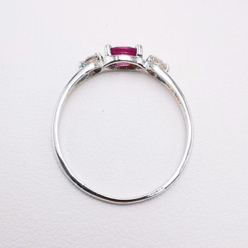 Bague "Essence Précieuse" Saphir Rose et Diamants Or Blanc 750 - 18 carats