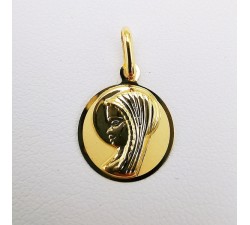 Pendentif Médaille Vierge Or Jaune 750 - 18 carats