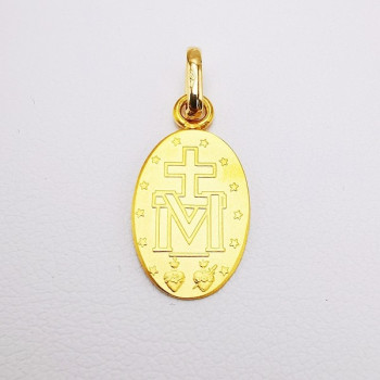 Pendentif Médaille Vierge Miraculeuse Or Jaune 750 - 18 carats