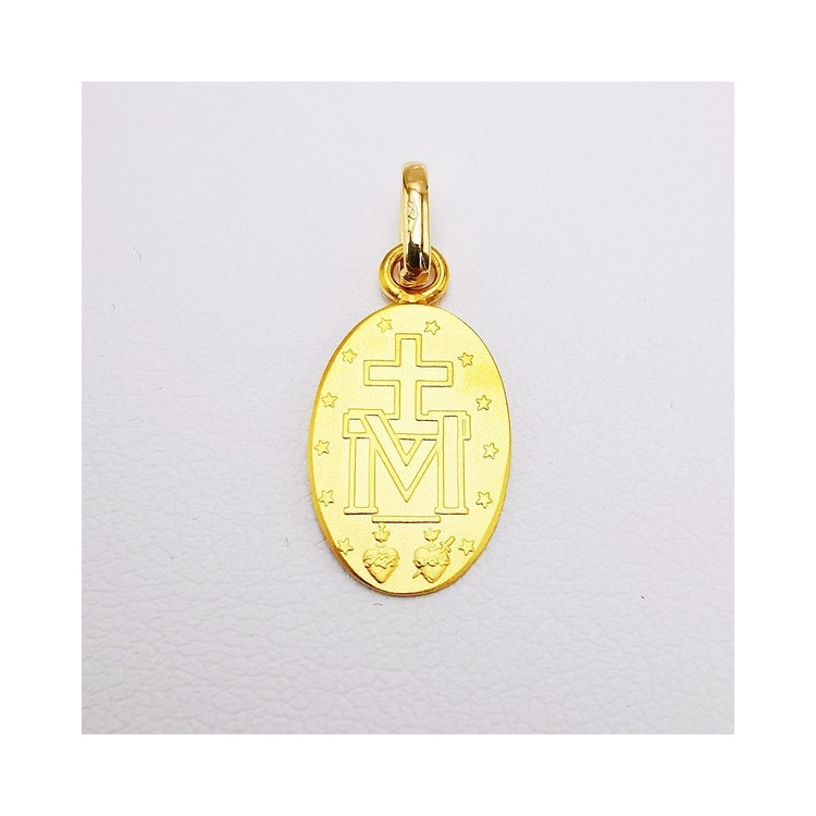 Pendentif Médaille Vierge Miraculeuse Or Jaune 750 - 18 carats