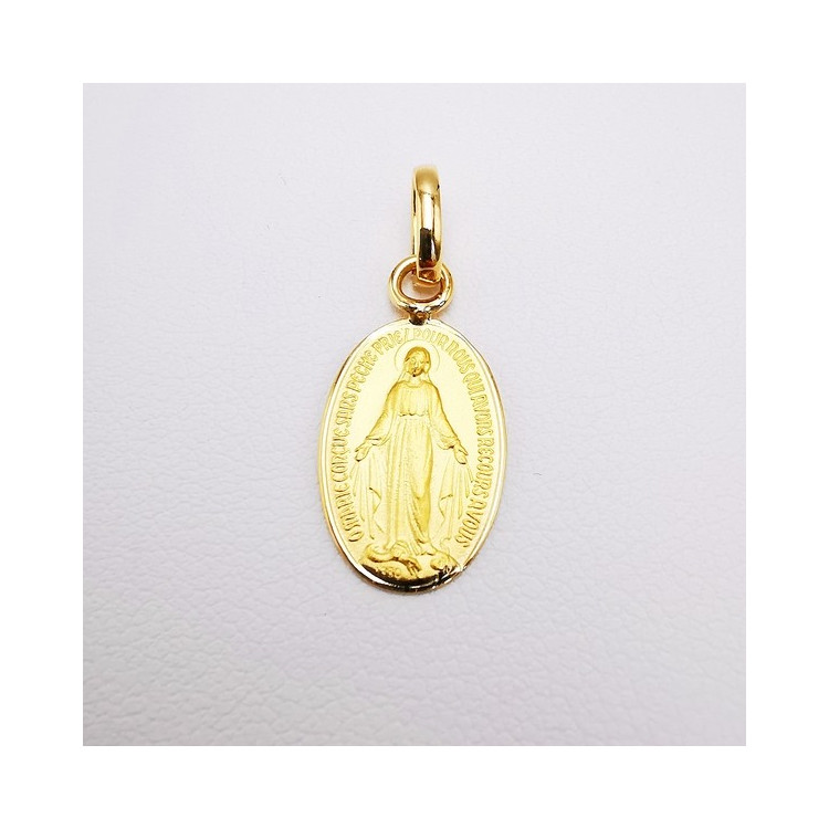 Pendentif Médaille Vierge Miraculeuse Or Jaune 750 - 18 carats