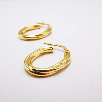 Créoles Ovales Torsadées Or Jaune 750 - 18 carats