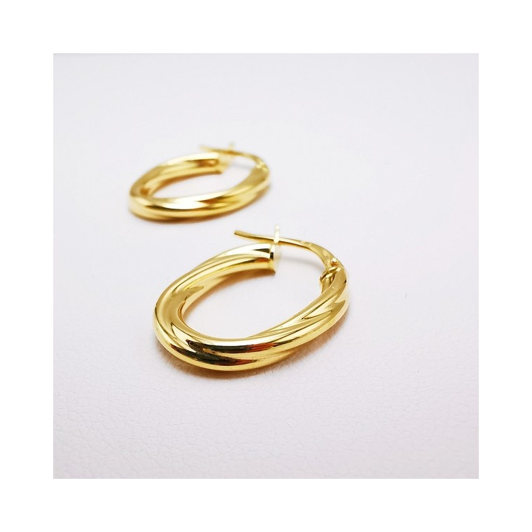 Créoles Ovales Torsadées Or Jaune 750 - 18 carats