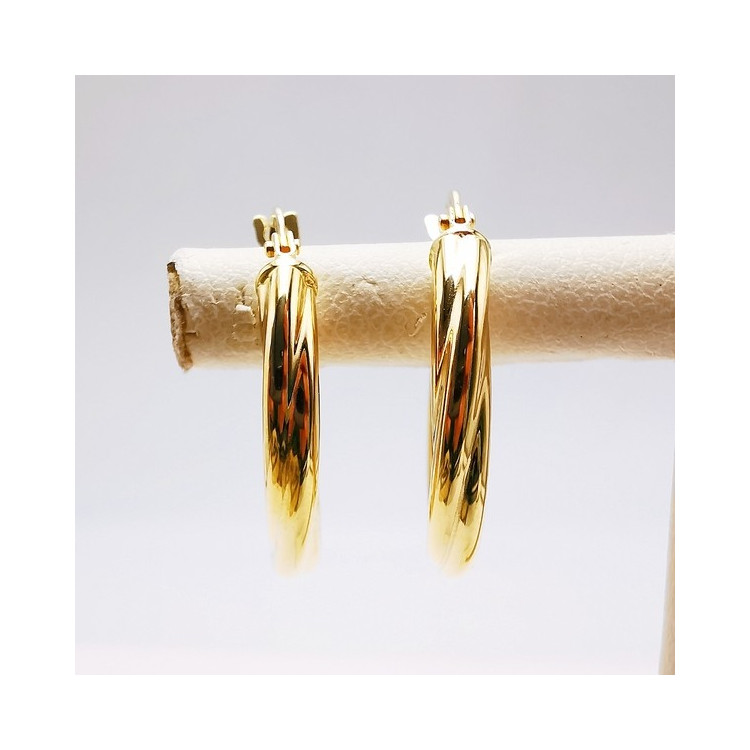 Créoles Ovales Torsadées Or Jaune 750 - 18 carats