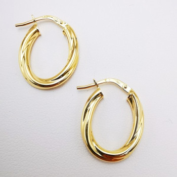 Créoles Ovales Torsadées Or Jaune 750 - 18 carats