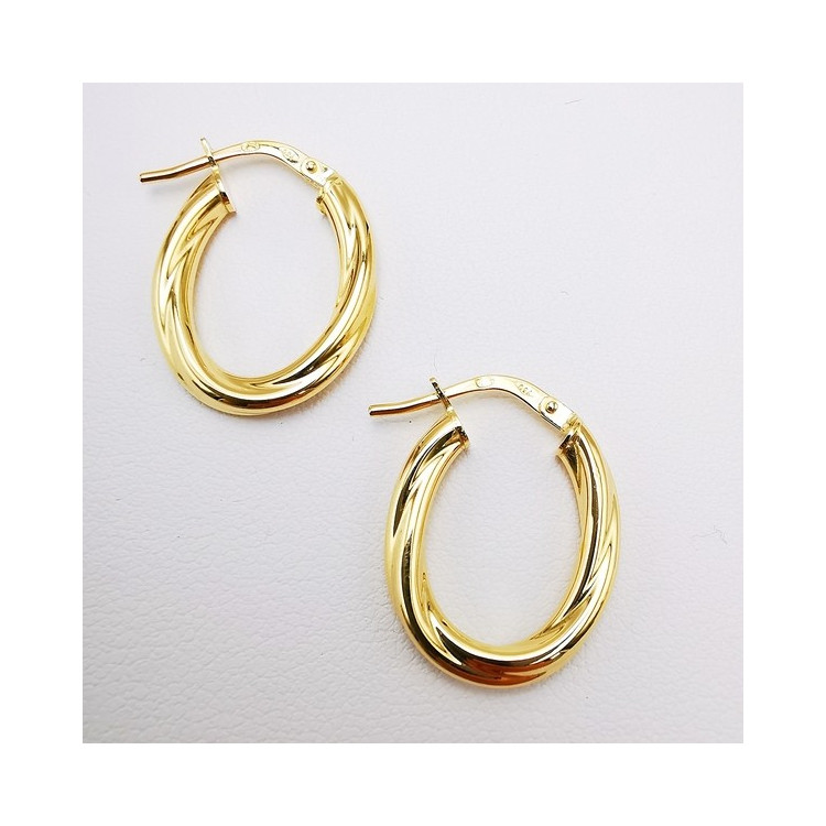 Créoles Ovales Torsadées Or Jaune 750 - 18 carats