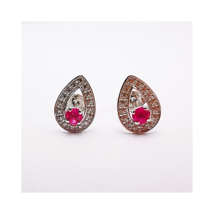 Boucles d'Oreilles Rubis Or Blanc 750 - 18 carats