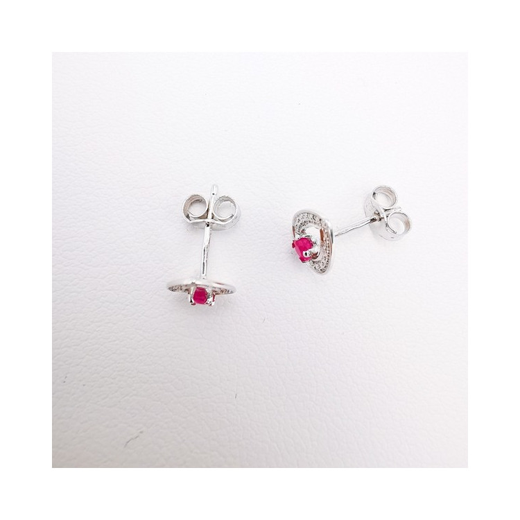 Boucles d'Oreilles Rubis Or Blanc 750 - 18 carats