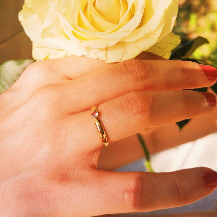 Bague "Emotion" Saphir Rose Or Rose 750 - 18 carats