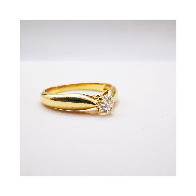 Bague Solitaire Diamant 0.17 carats Or Jaune - 18 carats (Bijou d'occasion)