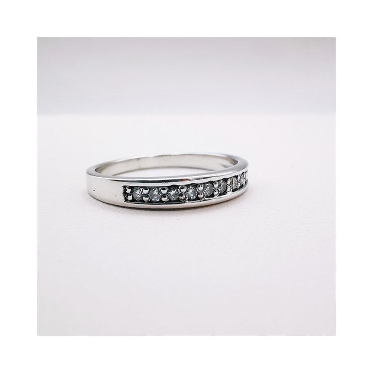 Demi alliance Diamants Or Blanc 750 - 18 carats (Bijou Occasion)