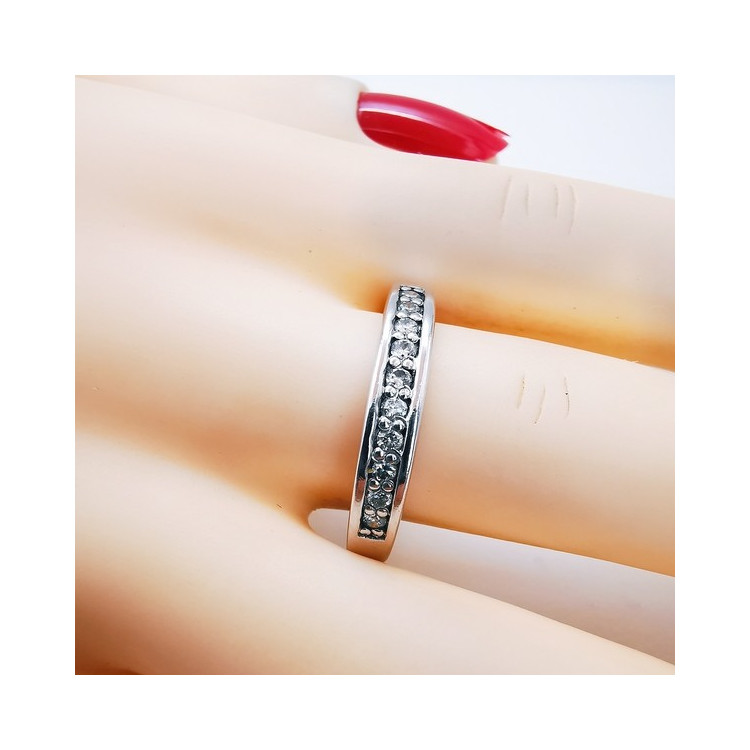 Demi alliance Diamants Or Blanc 750 - 18 carats (Bijou Occasion)