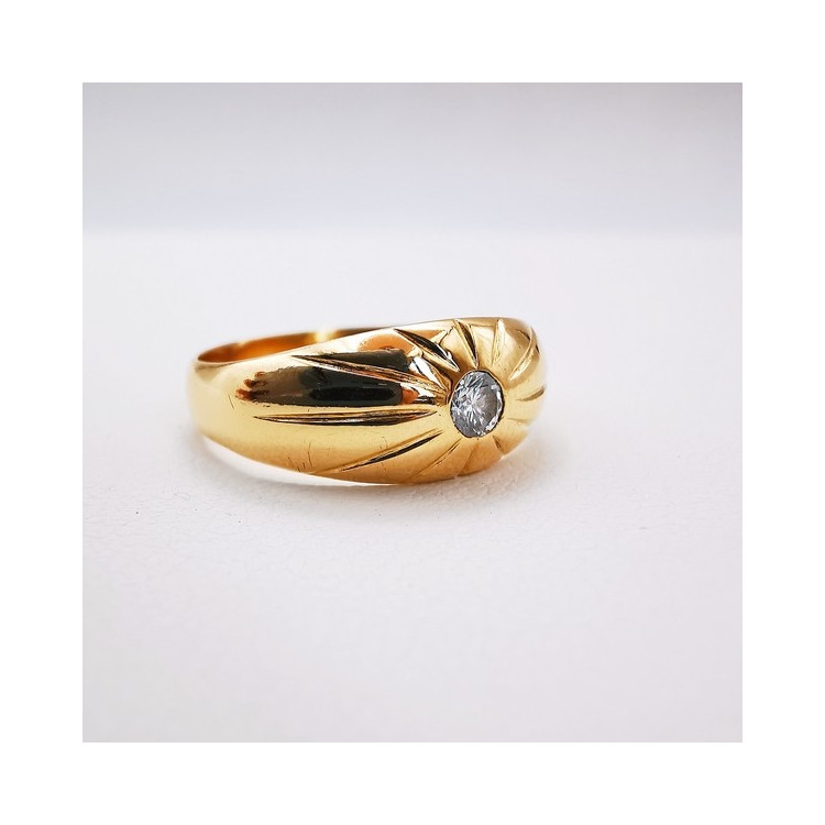 Bague Jonc Diamant 0.07 ct Or Jaune 750 - 18 carats (Bijou d'occasion)