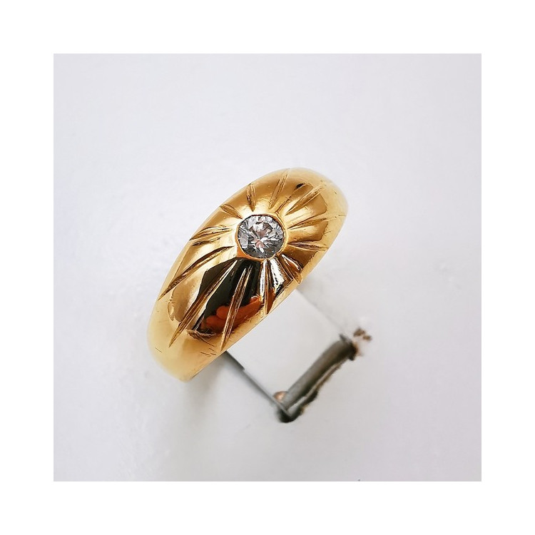 Bague Jonc Diamant 0.07 ct Or Jaune 750 - 18 carats (Bijou d'occasion)