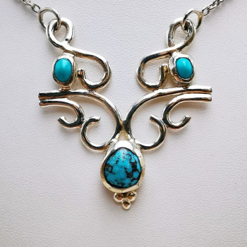 Pendentif Turquoise Sur Chaîne Argent 925/1000 - Neuf Avec étiquettes