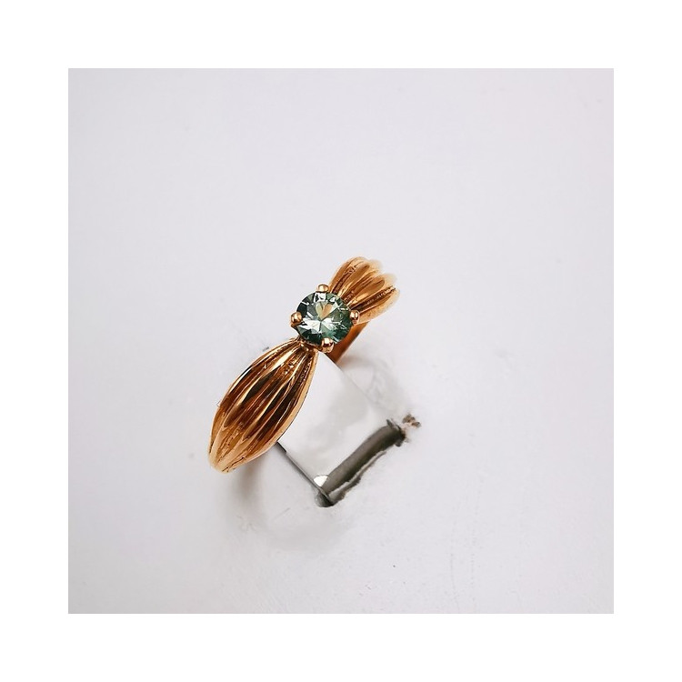 Bague Saphir vert Or Rose 750 - 18 carats