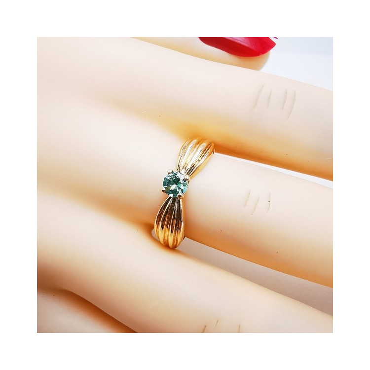 Bague Saphir vert Or Rose 750 - 18 carats